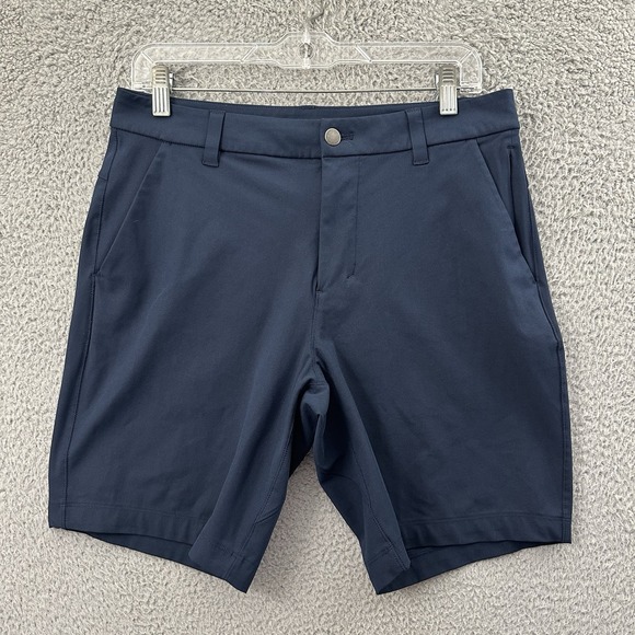 Lululemon Commission Shorts Slim Warpstreme 9" Navy Blue Chino‎ Preppy Men's 30 - Picture 1 of 6